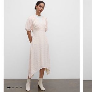 BLACK V-neck puff sleeve dress